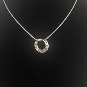 Y2K 925 Silver Snake chain 16inch + Circle charm Live Life Be Brave Inspiration